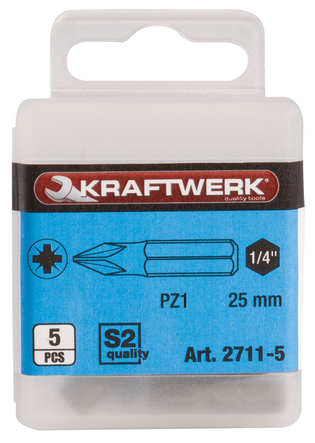 1/4" POZIDRIV BIT 25 MM NR. 1, 5STK KRAFTWERK