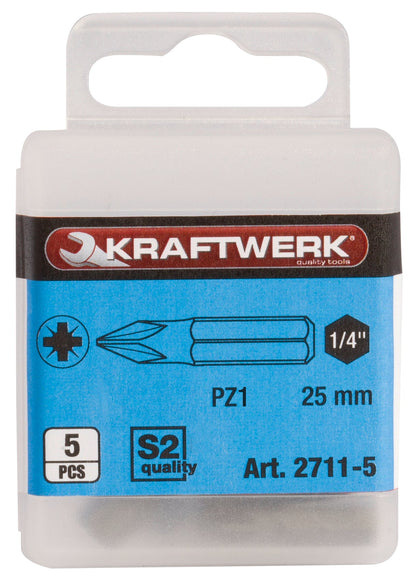 1/4" POZIDRIV BIT 25 MM NR. 1, 5STK KRAFTWERK
