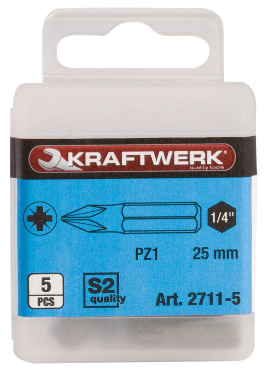 1/4" POZIDRIV BIT 25 MM NR. 1, 5STK KRAFTWERK