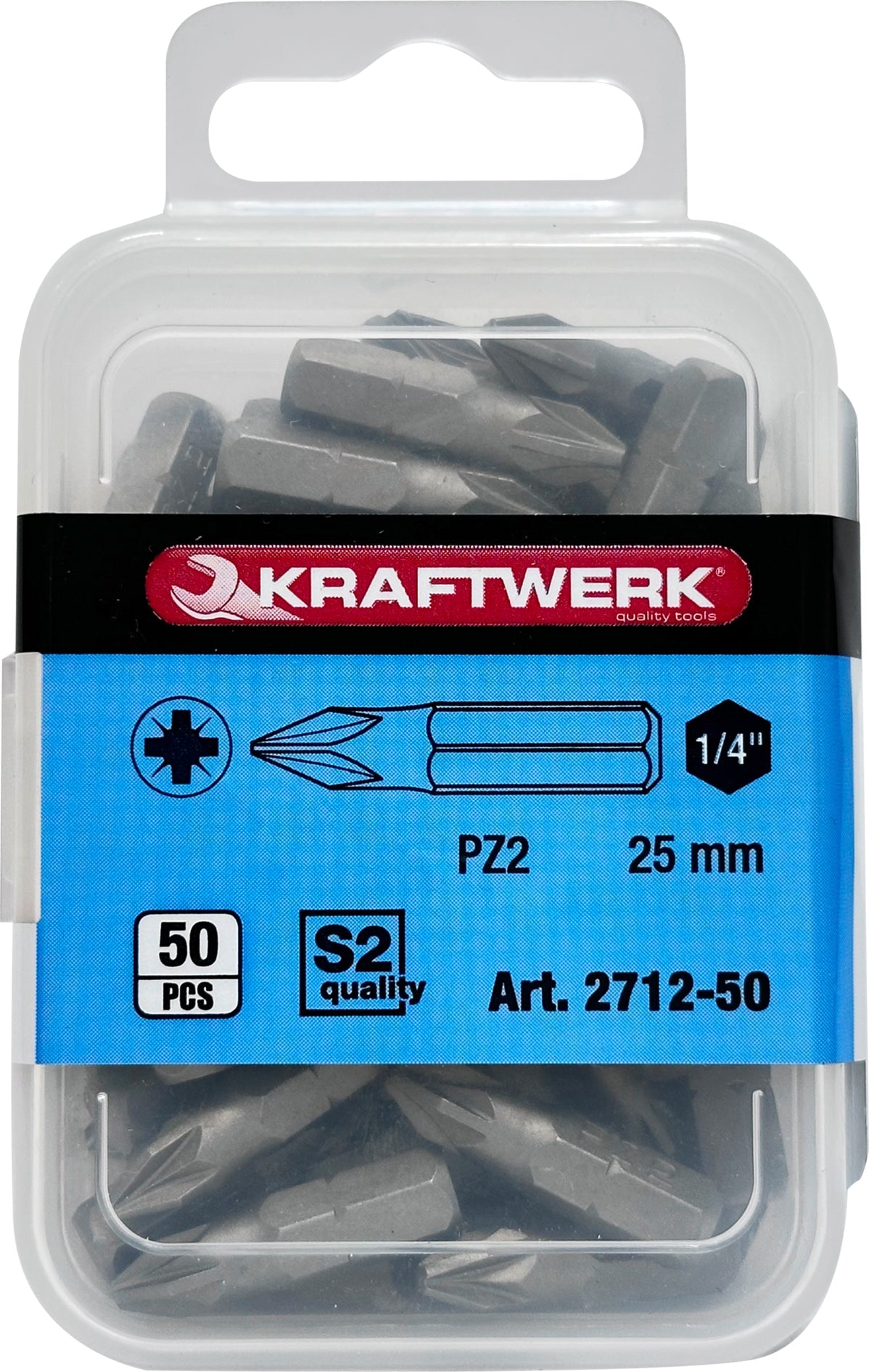 1/4" POZIDRIV BIT 25 MM NR. 2, 50 STÜCK KRAFTWERK
