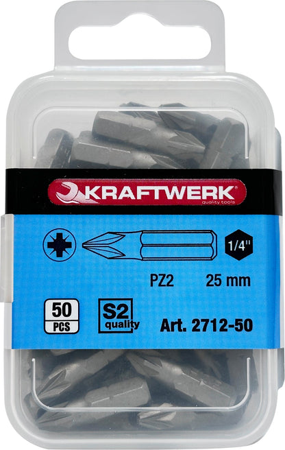 1/4" POZIDRIV BIT 25 MM NR. 2, 50 STÜCK KRAFTWERK