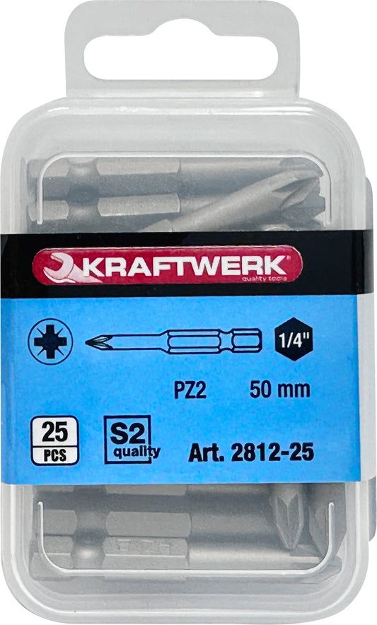 1/4" POZIDRIV BIT 50 MM NR. 2, 25 STÜCK KRAFTWERK