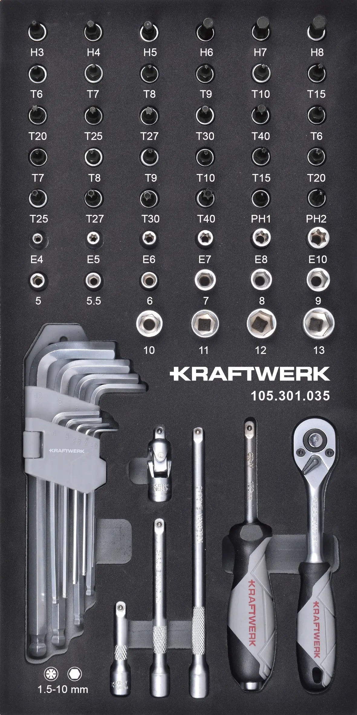 1/4" UMSCHALTKNARRENSATZ 61-TLG. 20X40 EINLAGE KRAFTWERK BASIC LINE