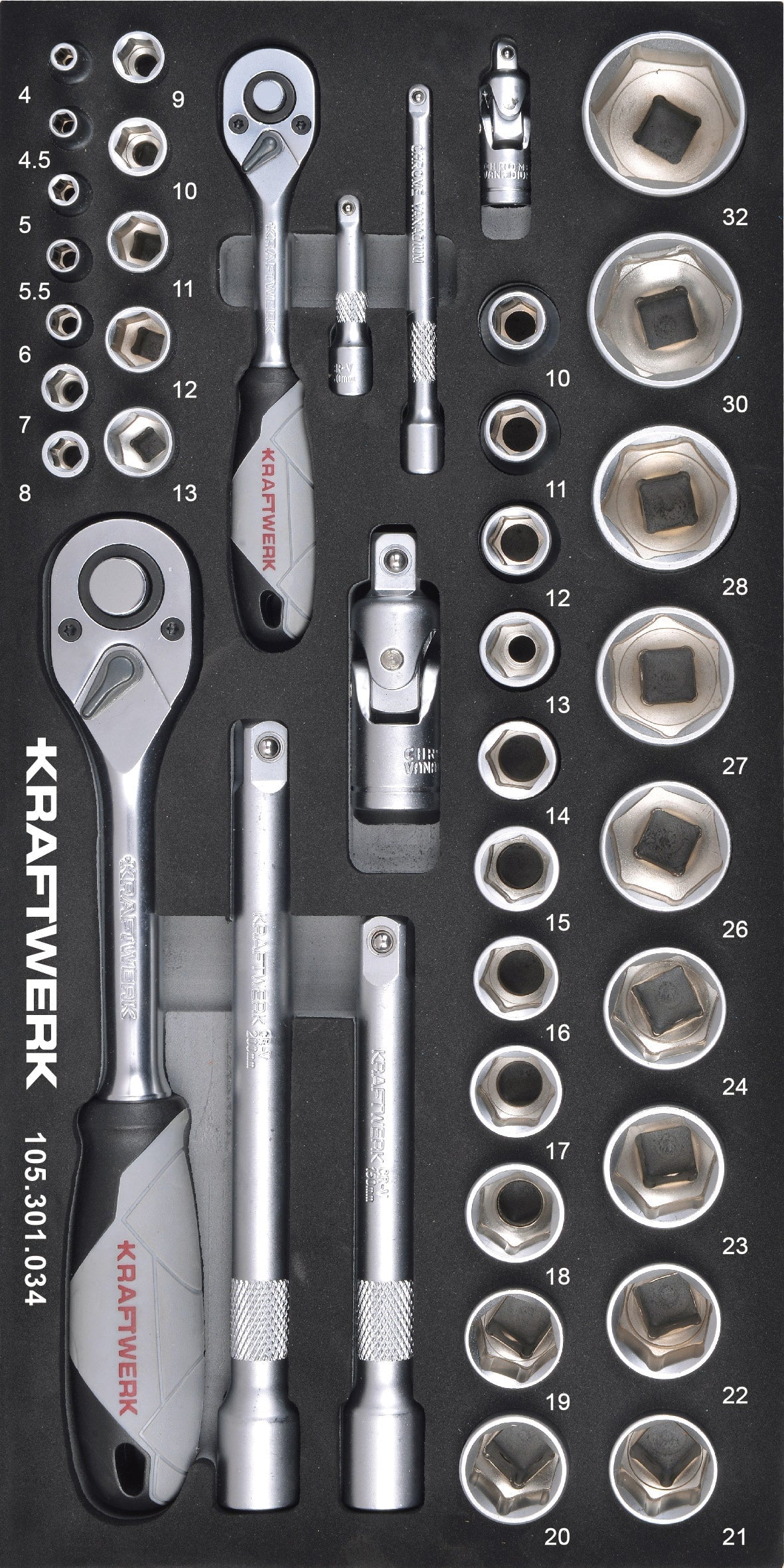 1/4" + 1/2" UMSCHALTKNARRENSATZ 40-TLG. 20X40 EINLAGE KRAFTWERK BASIC LINE