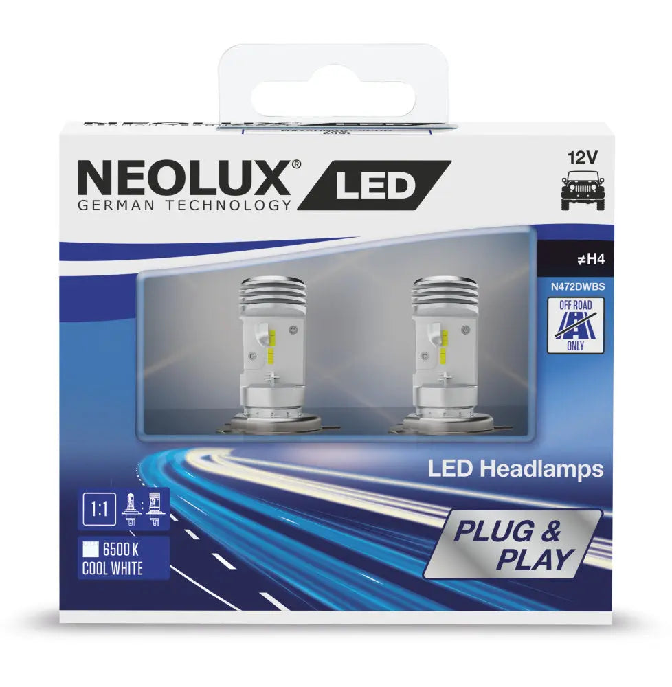 H4 12V 12/12W P43t LED Headlight 6500K Cool White 2St.  NEOLUX NEOLUX