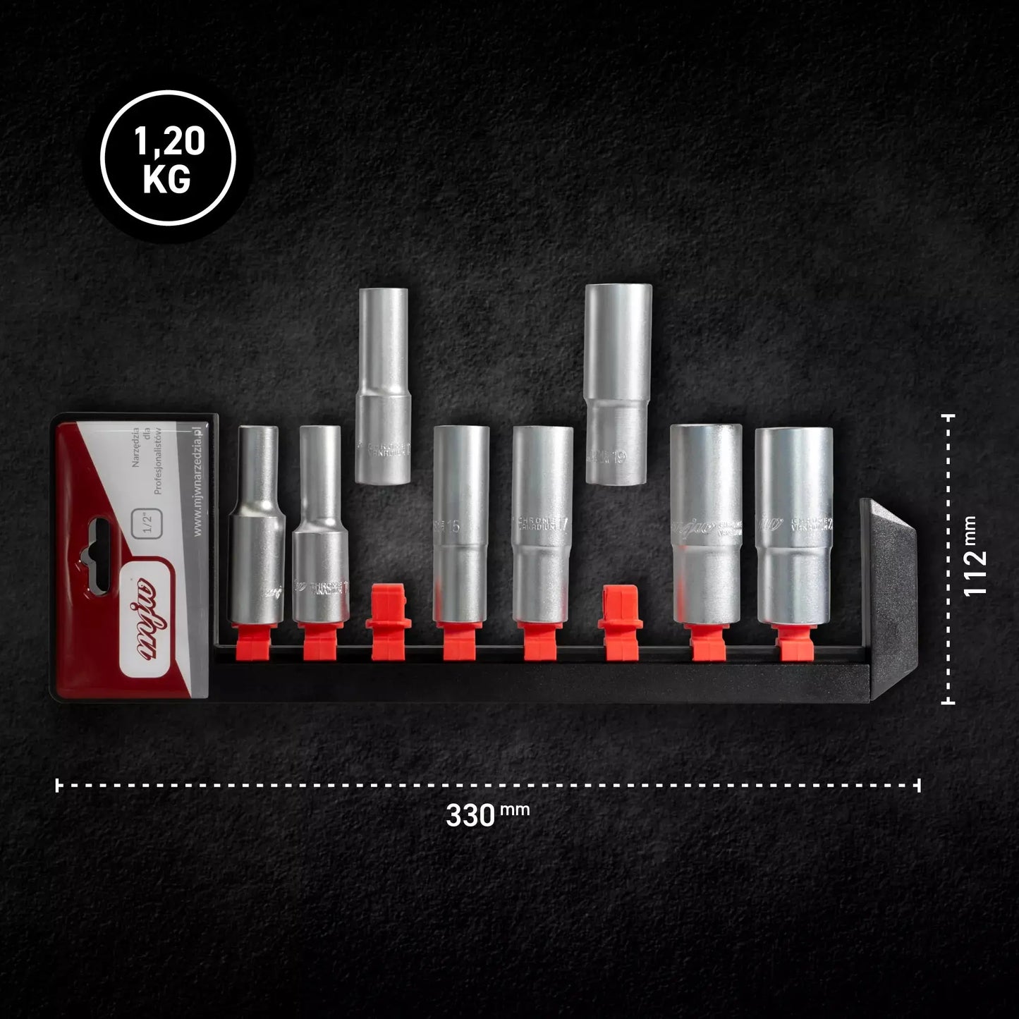 MJW Steckschlüsselsatz 1/2" 6-Winkel lang 8/10/13/15/17/19/21/22 mm