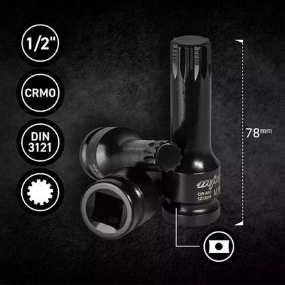 MJW Schlag-Steckschlüssel Stiftschlüssel 1/2" SPLINE lang M5