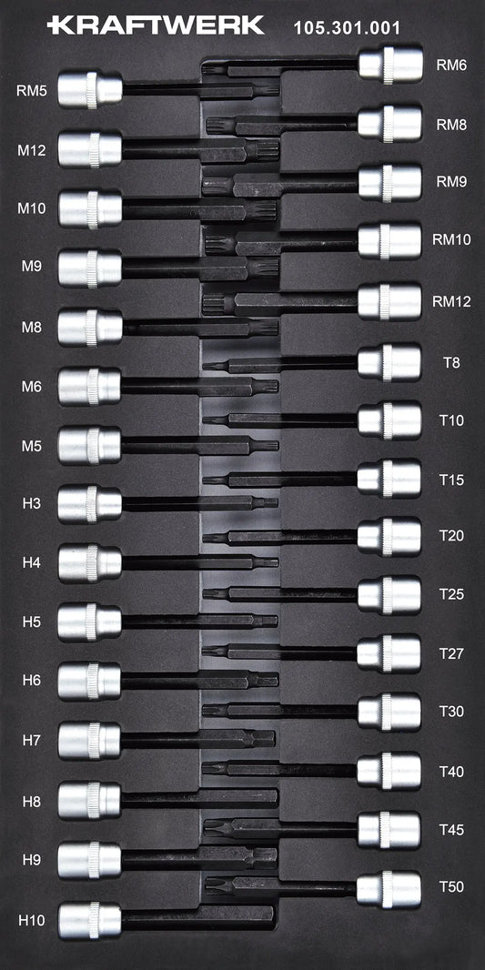 3/8'' STECKSCHLÜSSEL INNENSECHSK. TX VIELZ. RIBE 30TLG 20X40 KRAFTWERK BASIC LINE