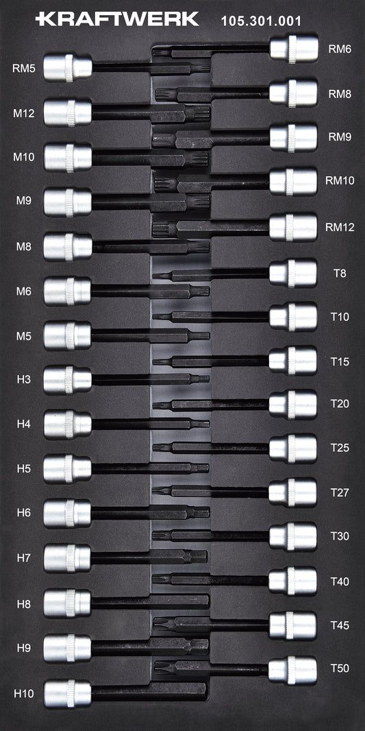 3/8'' STECKSCHLÜSSEL INNENSECHSK. TX VIELZ. RIBE 30TLG 20X40 KRAFTWERK BASIC LINE