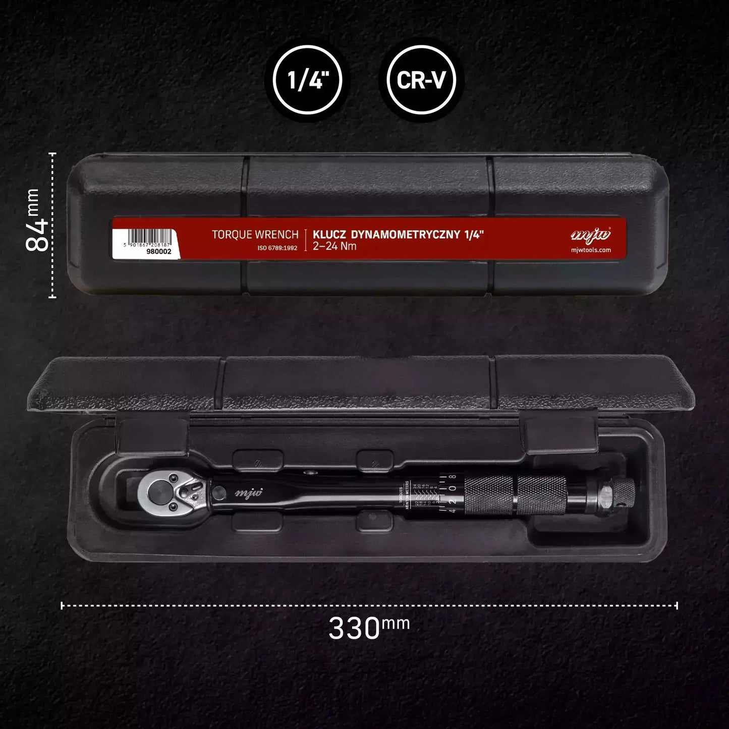 MJW Drehmomentschlüssel 1/4” 2-24 Nm schwarz