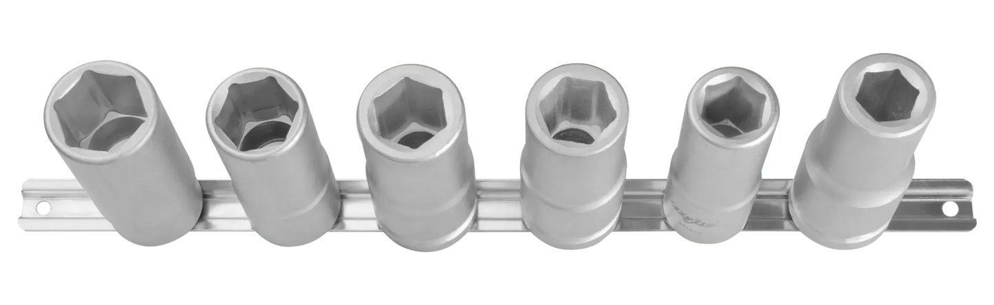 MJW Satz 3/4" 6-Winkel-Einsätze LONG 17-27mm auf Schiene