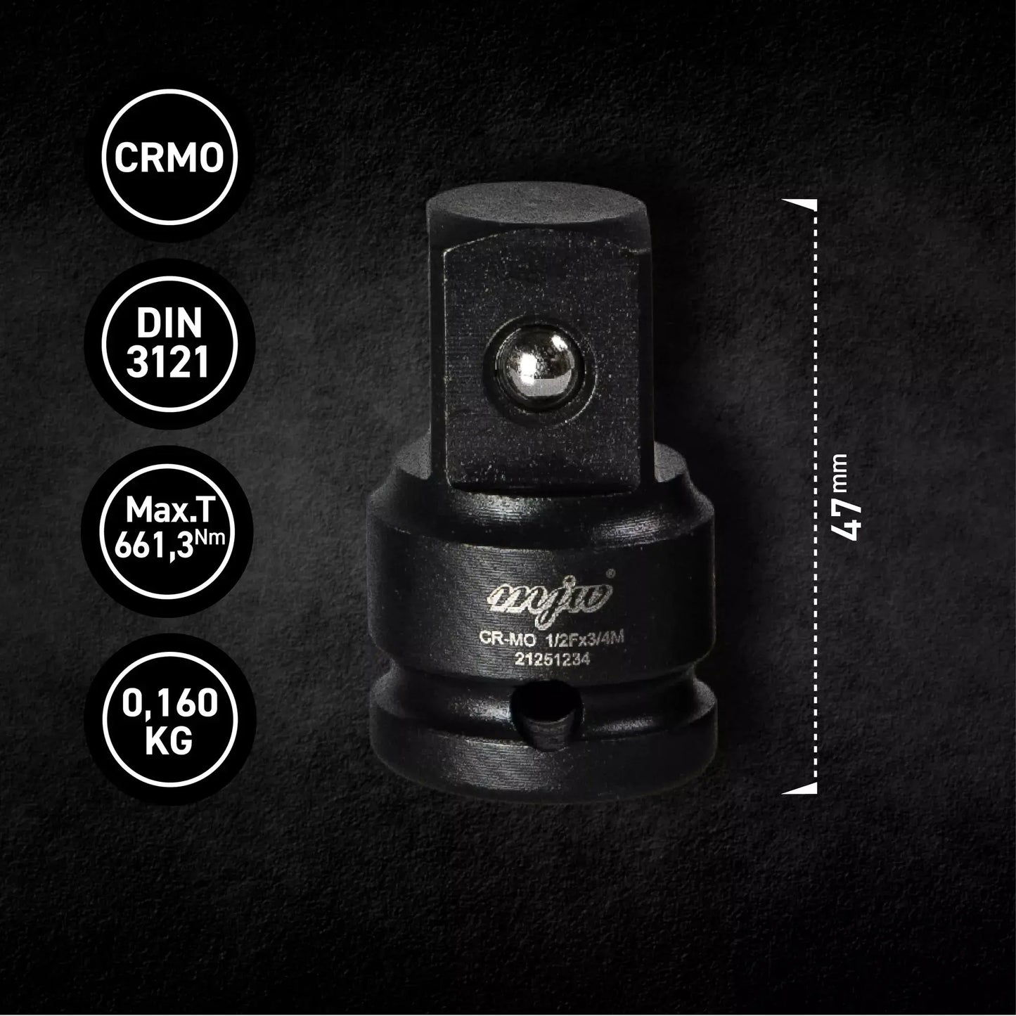 MJW  Reduzieradapter Schlagschrauber 1/2"-3/4"