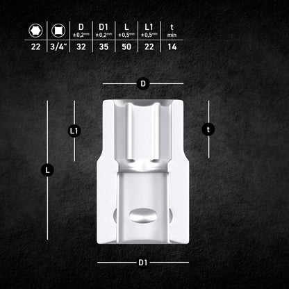 MJW Steckschlüsseleinsatz 3/4" Sechskant 22 mm