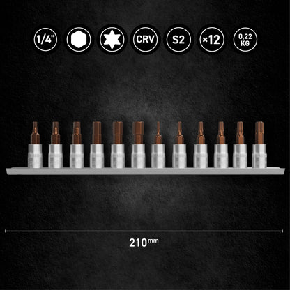 Zestaw nasadek 1/4"  trzpieniowych TORX  HEX