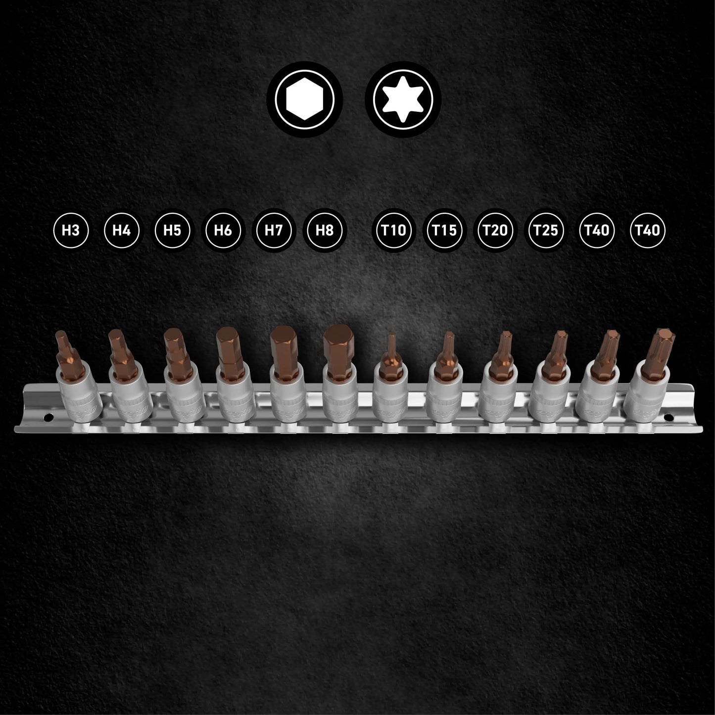 Zestaw nasadek 1/4"  trzpieniowych TORX  HEX