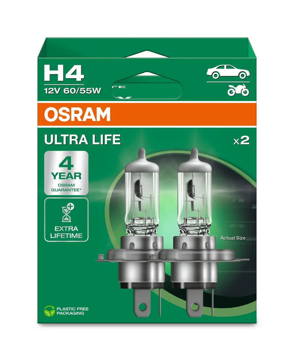 H4 12V 60/55W P43t ULTRA LIFE 4 Jahre Garantie 2St. OSRAM OSRAM