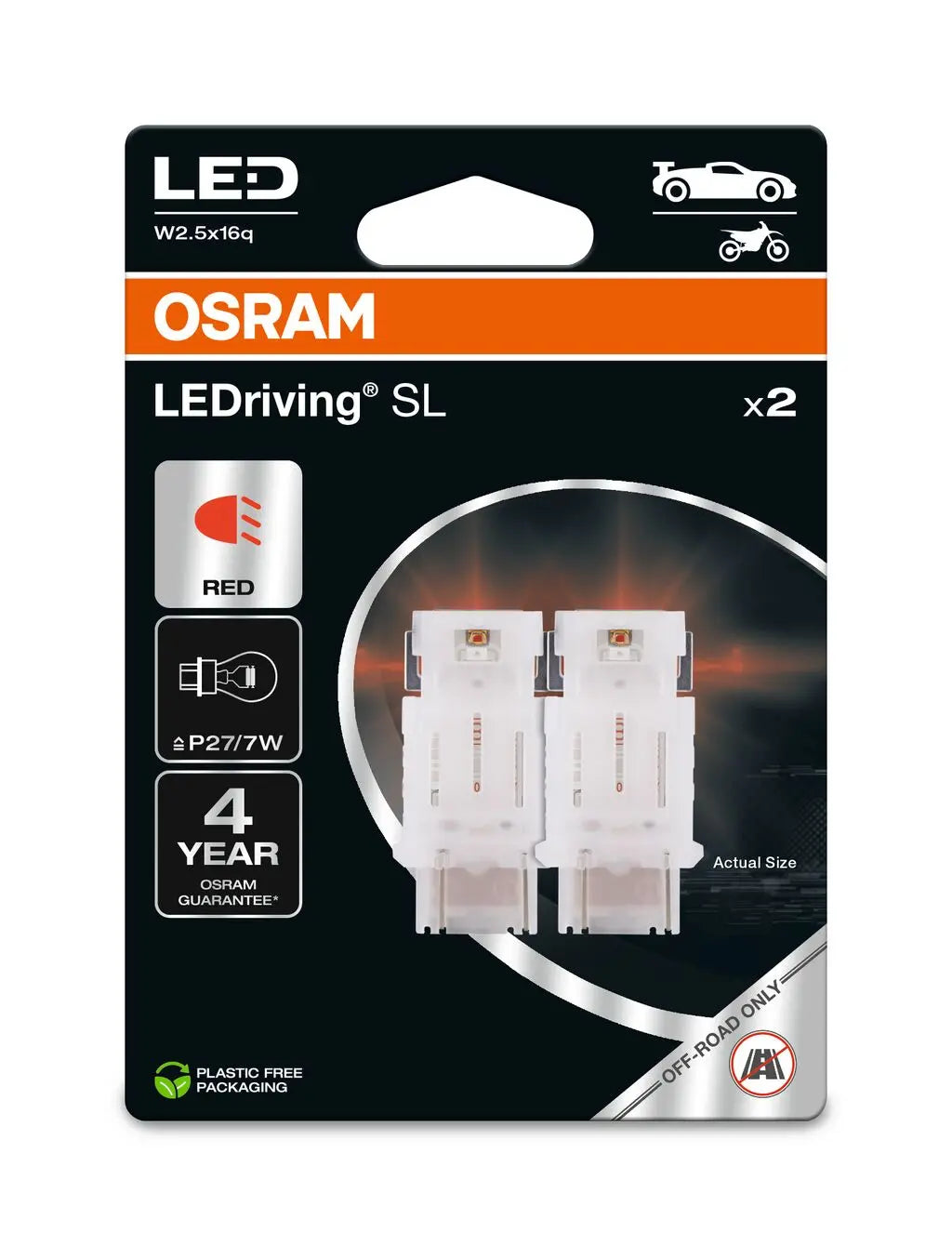 P27/7W LEDriving SL Red 12V Blister 2 St. OSRAM OSRAM