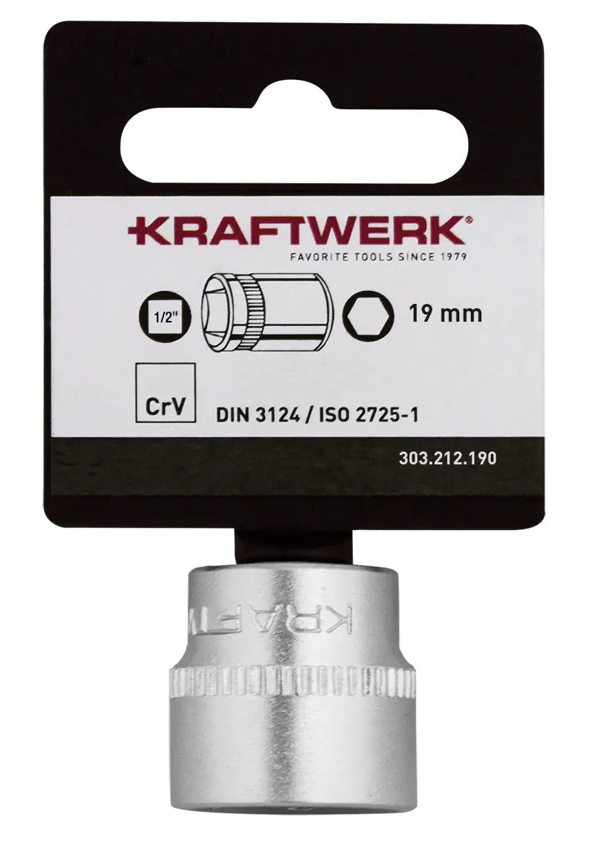 BASIC LINE 1/2" STECKSCHLÜSSELEINSATZ 19 MM MIT HÄNGER KRAFTWERK BASIC LINE