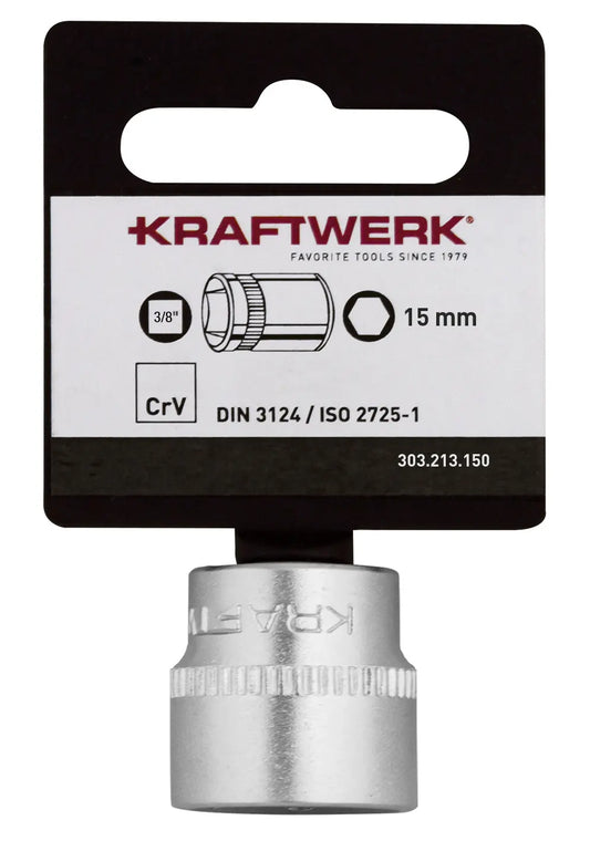 BASIC LINE 3/8" STECKSCHLÜSSELEINSATZ 15 MM MIT HÄNGER KRAFTWERK BASIC LINE