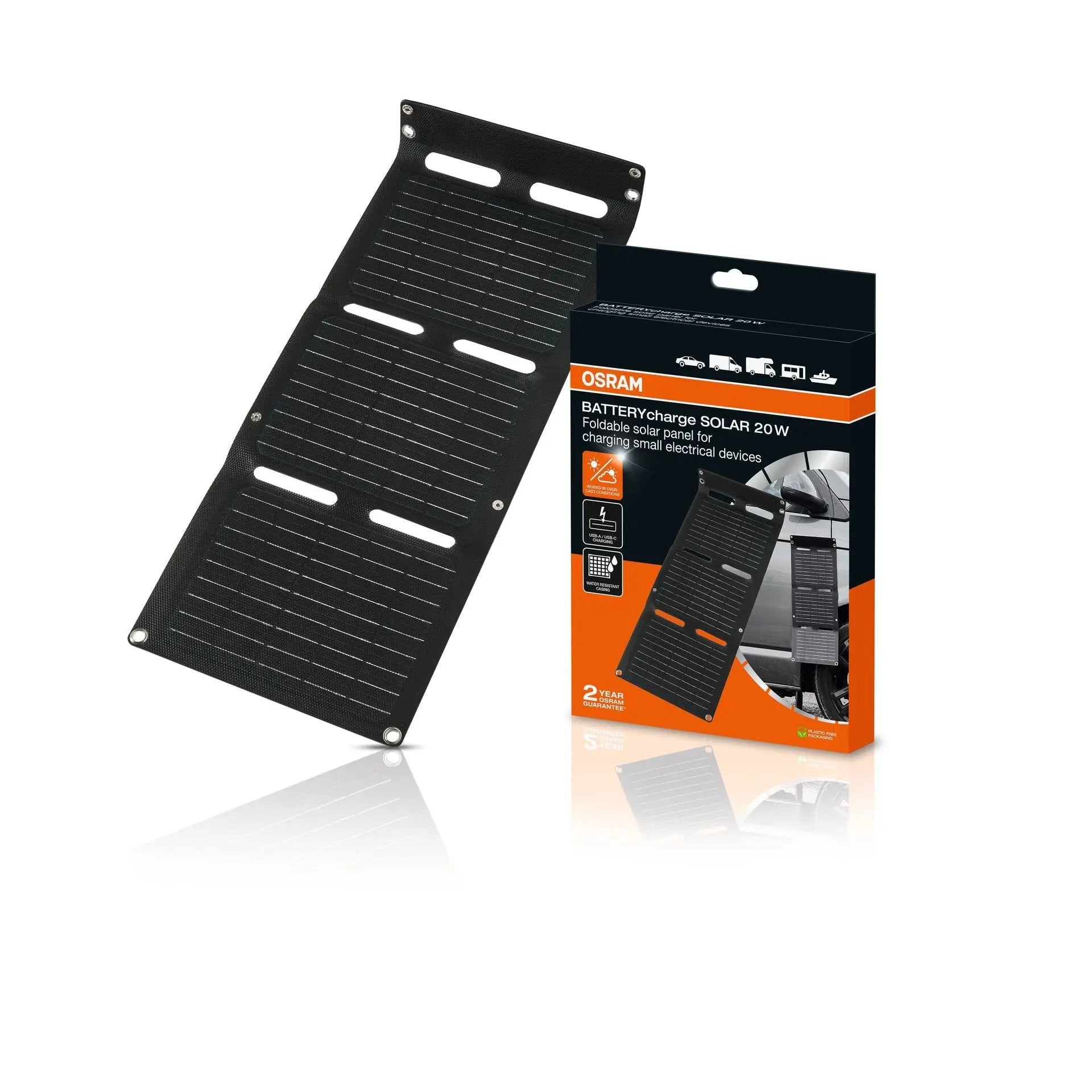 BATTERYcharge faltbares Solarpanel 20W inkl. USB-Ladegerät  OSRAM OSRAM