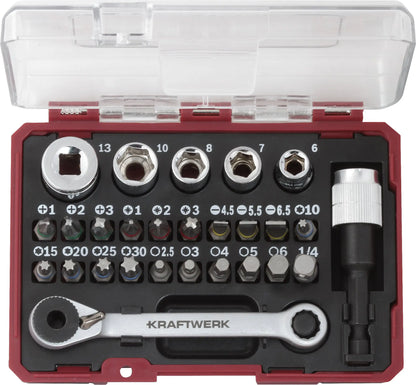 BIT BOX MIT MINI RATSCHENSCHLÜSSEL 1/4" S2 , 27 TLG. KRAFTWERK