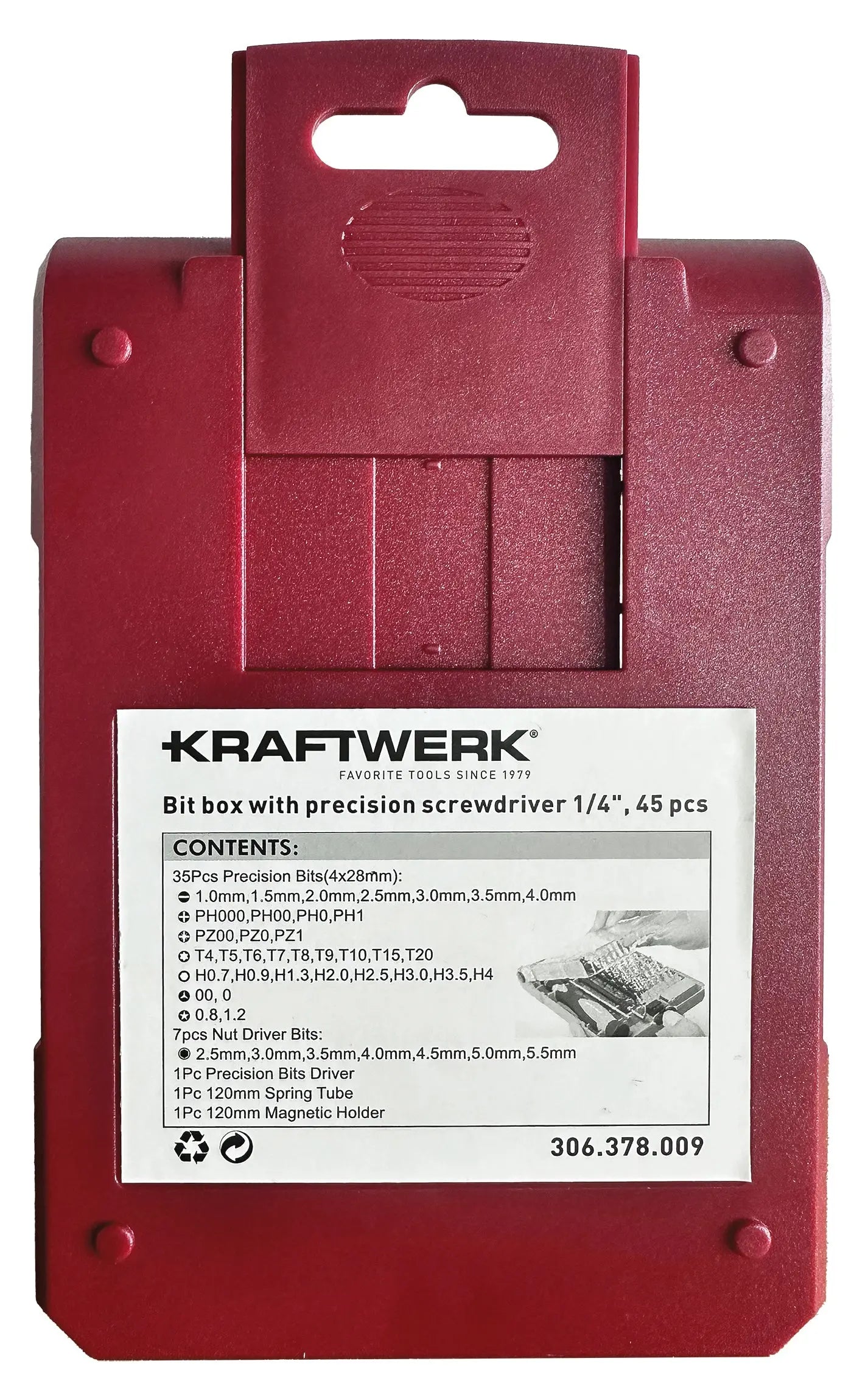 BIT BOX MIT PRÄZISIONS SCHRAUBENDREHER 1/4", 45-TLG. KRAFTWERK