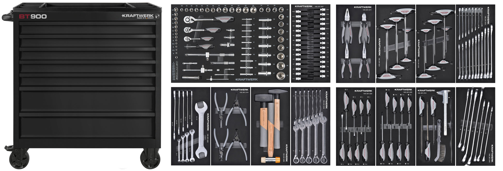 BT LINE WERKSTATTWAGEN BT900 7 SCHUBLADEN SCHWARZ, 211-TLG. KRAFTWERK