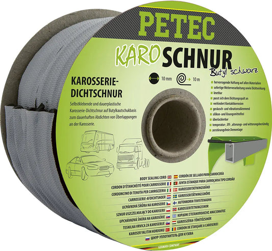 Butyl, rund schwarz - Karo-Schnur, Karosseriedichtschnur - Ø 10 mm x 10 m PETEC