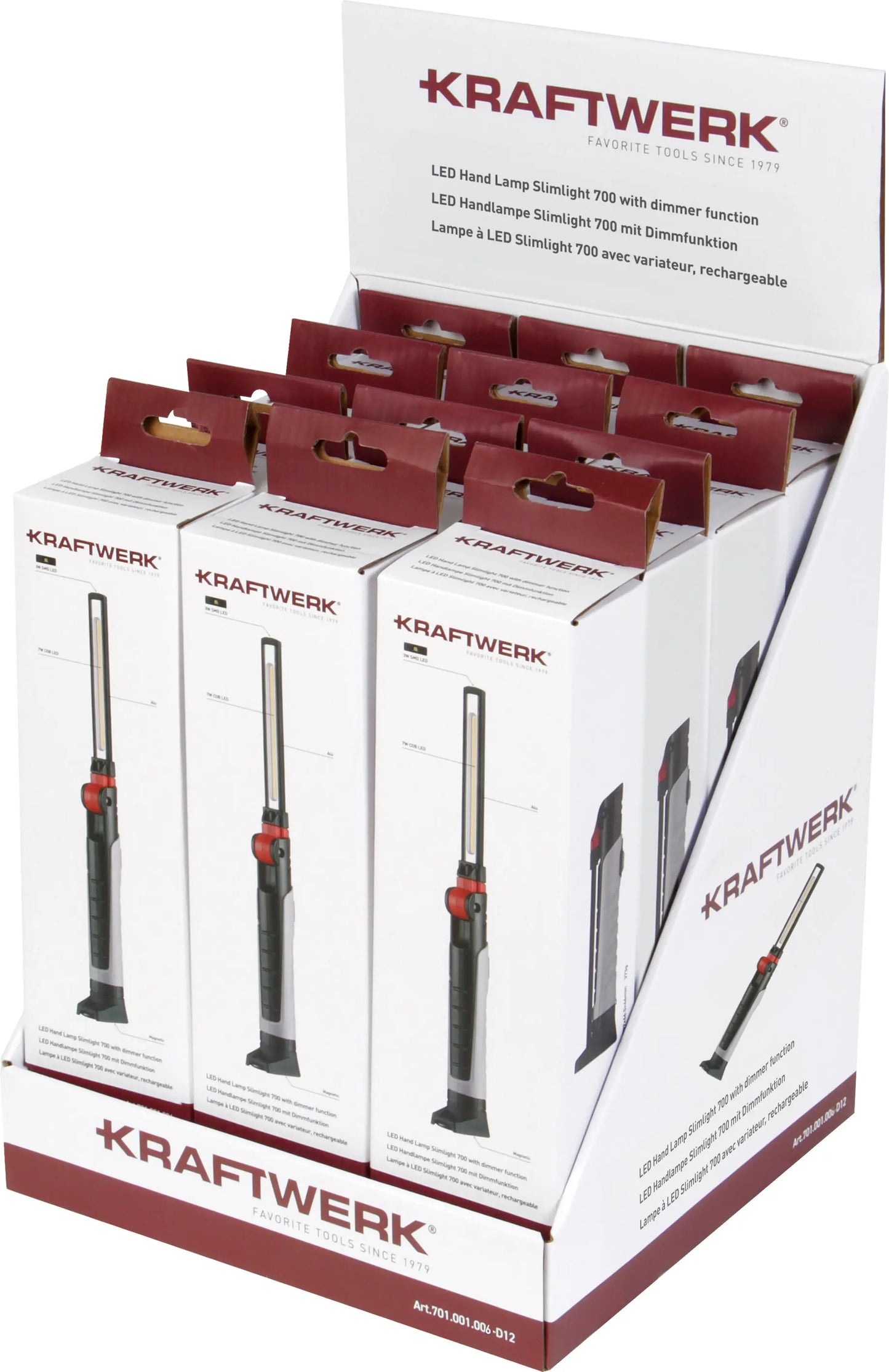 DISPLAY MIT 12X LED HANDLAMPE SLIMLIGHT 700 KRAFTWERK