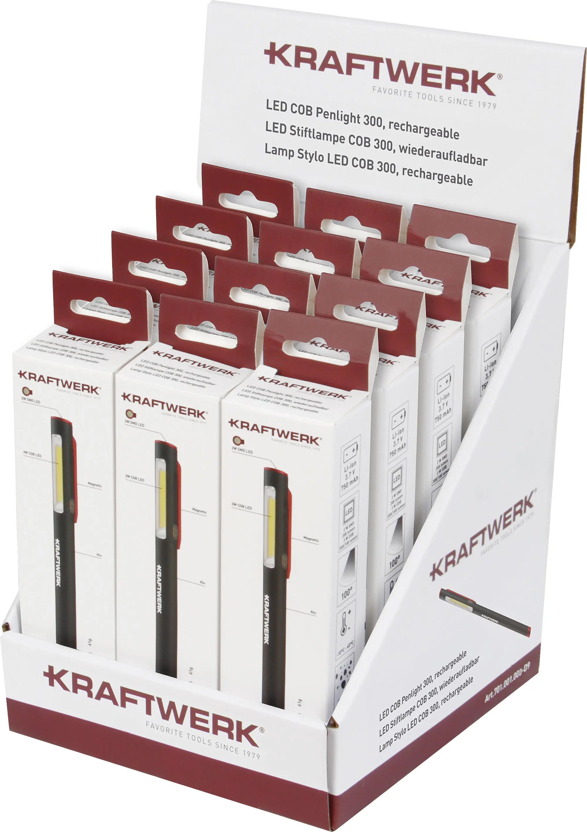 DISPLAY MIT 12X LED STIFTLAMPE COB 300 KRAFTWERK