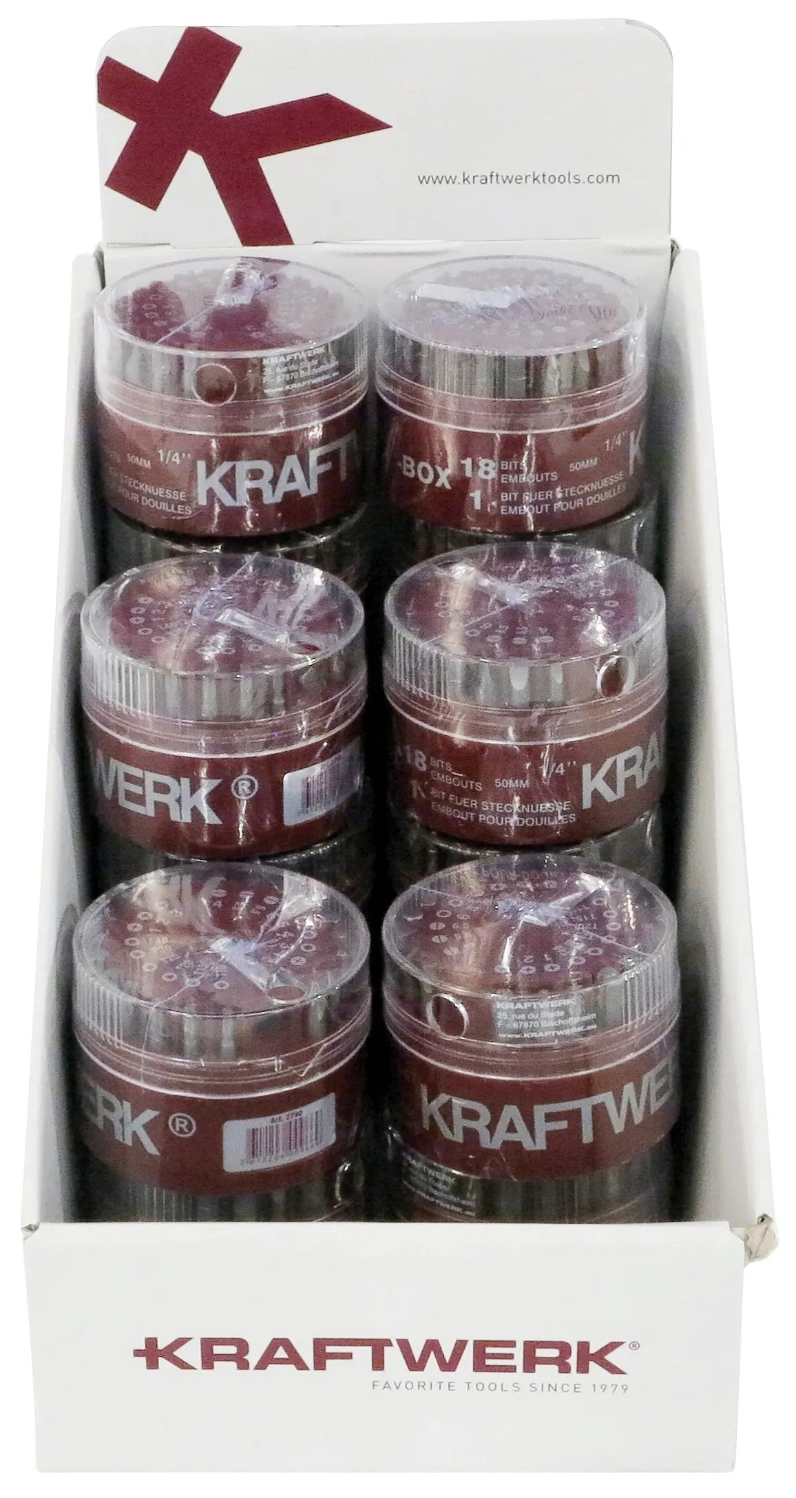 DISPLAY MIT 19-TLIG. 1/4" MAGNUM BIT-BOX 50 MM, 12 STÜCK KRAFTWERK