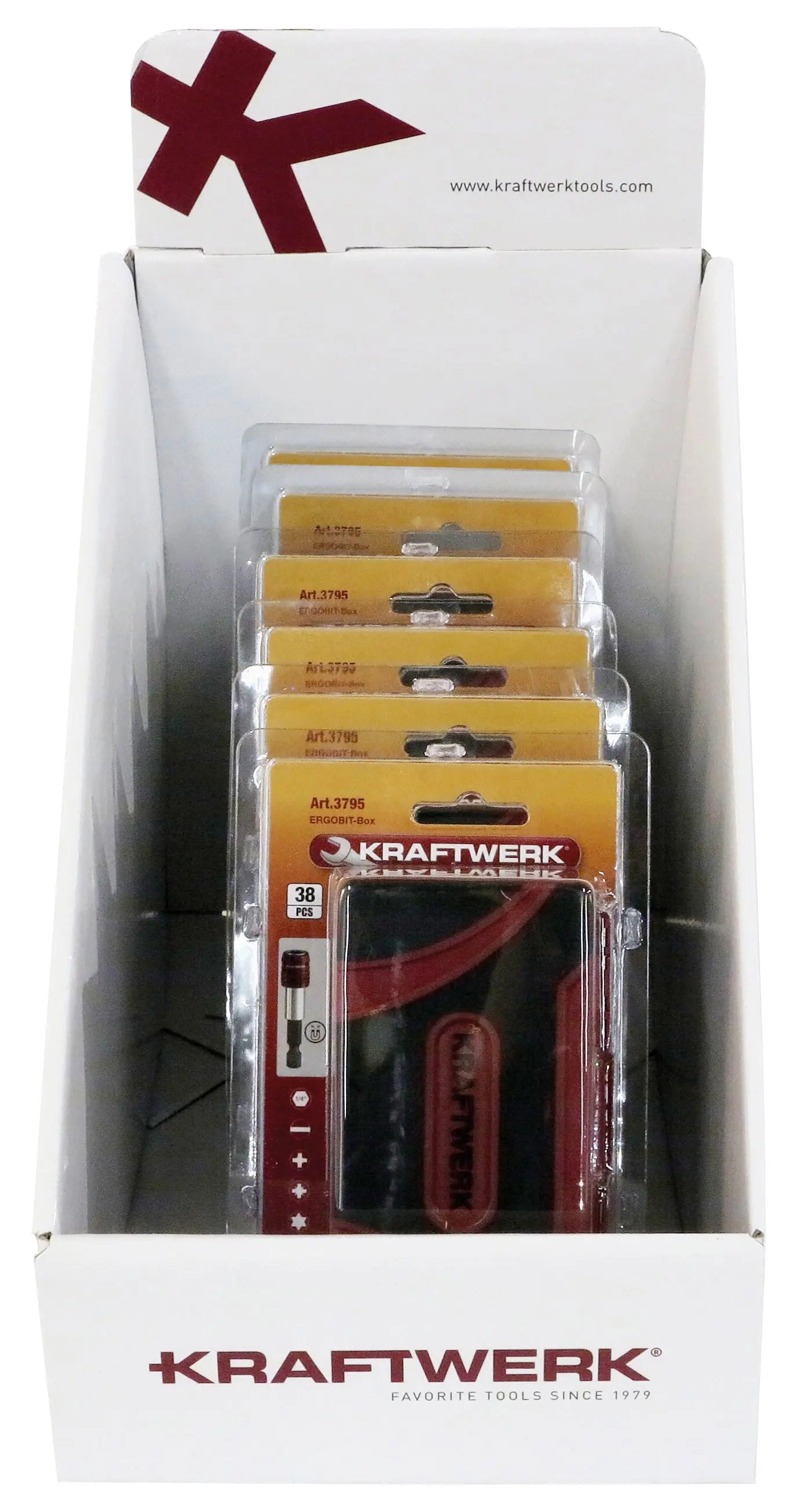 DISPLAY MIT 38-TLIG. 1/4 "ERGOKRAFT-BIT-BOX, 6 STÜCK KRAFTWERK