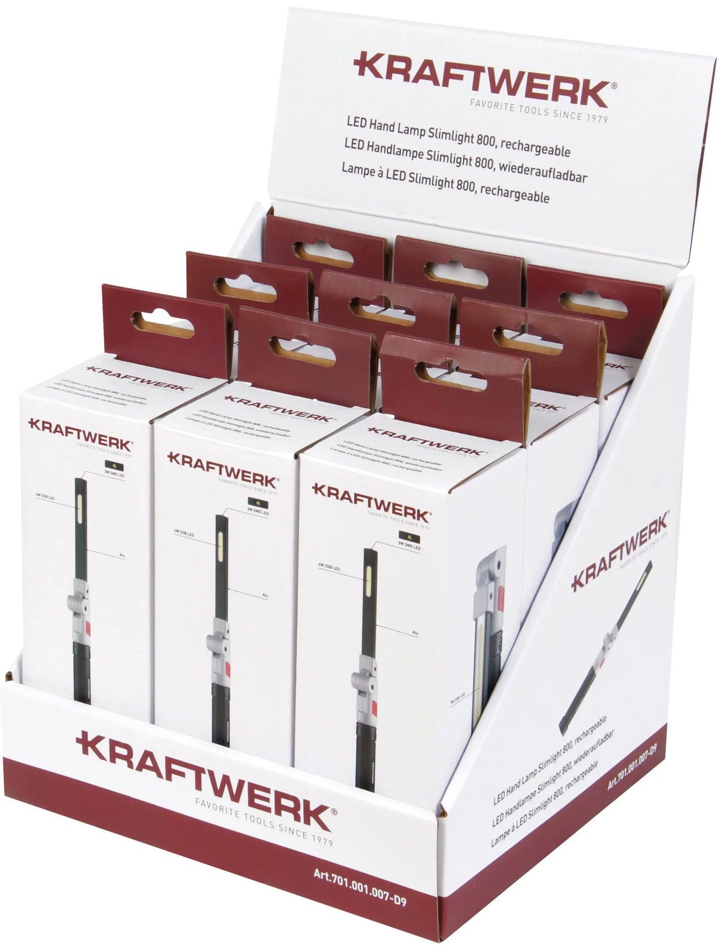 DISPLAY MIT 9X LED HANDLAMPE SLIMLIGHT 800 KRAFTWERK