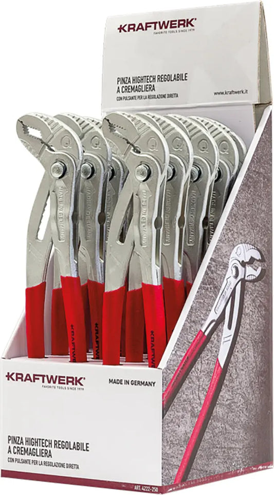 DISPLAY MIT KW HIGHTECH WASSERPUMPENZANGE 250 MM, 10-TLG. KRAFTWERK