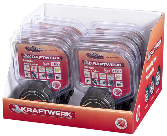 DISPLAY MIT ROLLMETER 3M X 19MM, 8 STK. KRAFTWERK