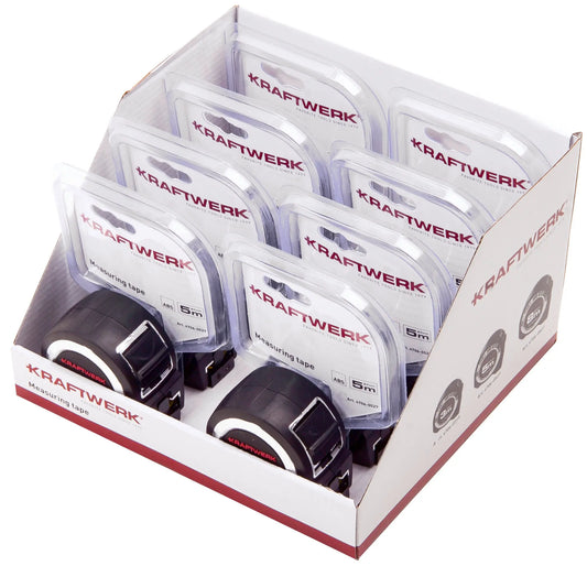 DISPLAY MIT ROLLMETER 5M X 27MM, 8 STK. KRAFTWERK