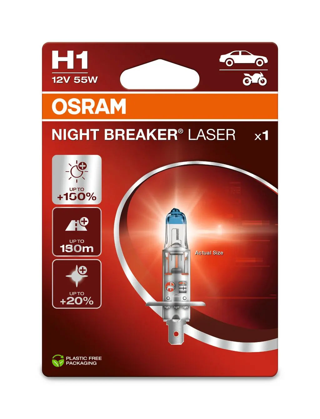 H1 12V 55W P14.5s NIGHT BREAKER® LASER +150% mehr Helligkeit  OSRAM OSRAM