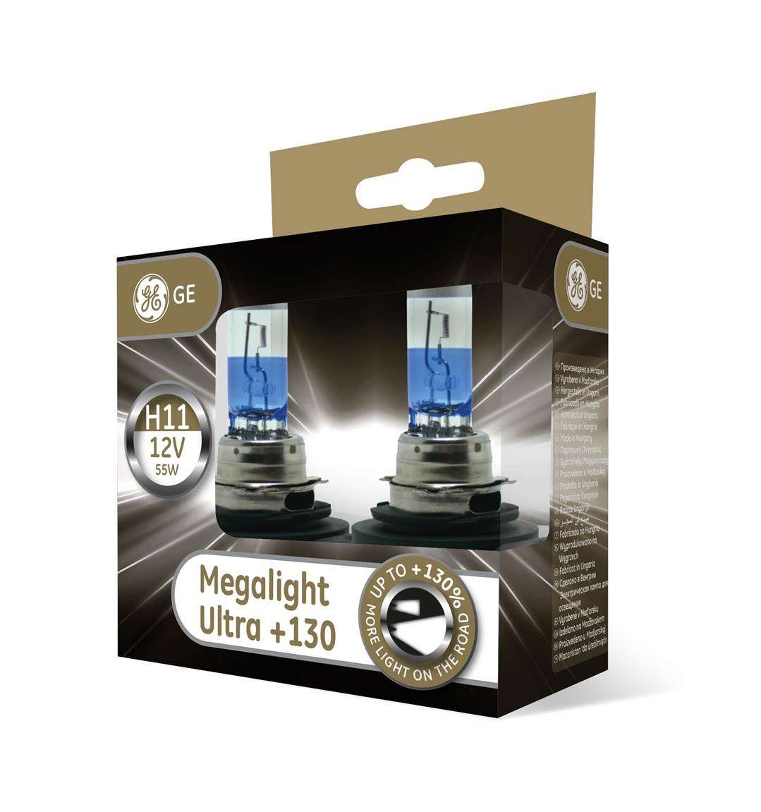 H11 12V 55W PGJ19-2 MegaLight Ultra +130% 2 St. GE General Electric