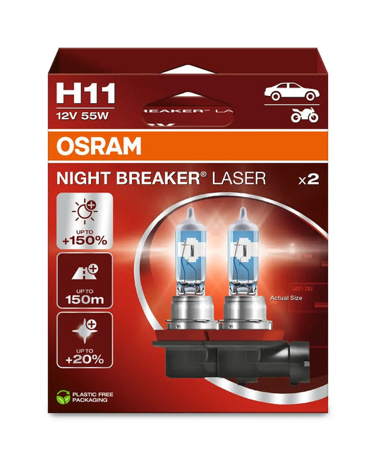 H11 12V 55W PGJ19-2 NIGHT BREAKER® LASER +150% mehr Helligkeit 2 St. OSRAM OSRAM