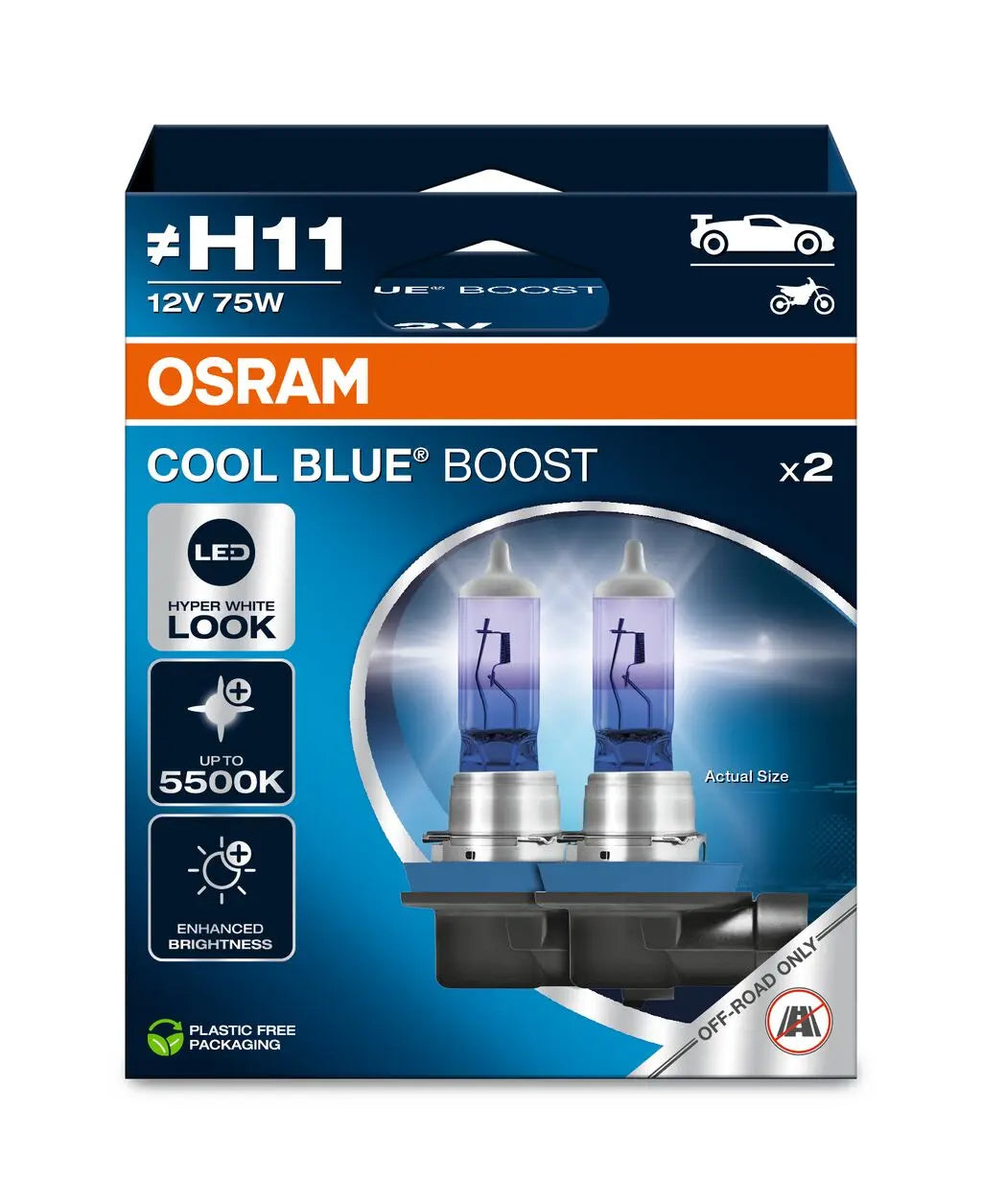 H11 12V 75W PGJ19-2 COOL BLUE BOOST 5500K 2St. - OSRAM ()