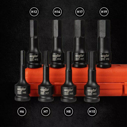 Satz 1/2" Schlagschraubereinsätze HEX lang H6/H7/H8/H10/H12/H14/H17/H19 MJW