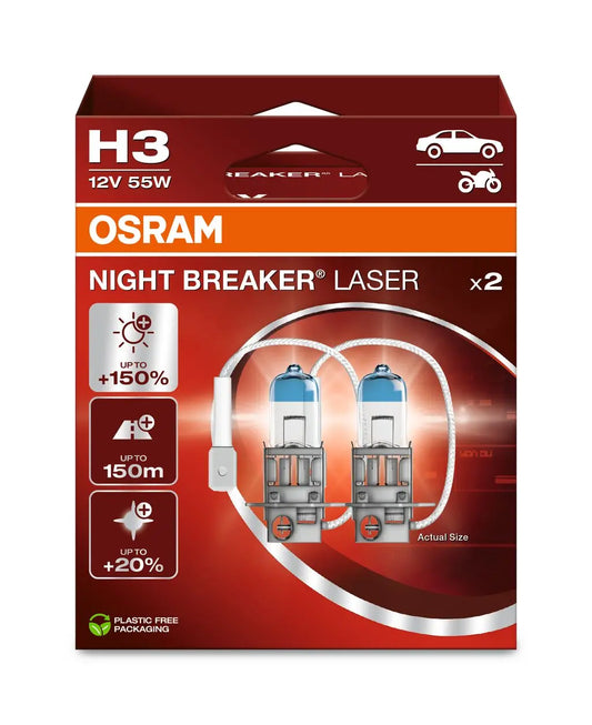 H3 12V 55W PK22s NIGHT BREAKER® LASER +150% mehr Helligkeit 2 St. OSRAM OSRAM