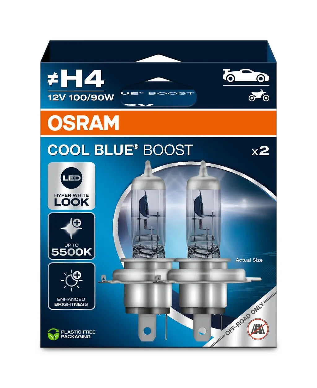 H4 12V 100/90W P43t COOL BLUE BOOST 5500K 2St. - OSRAM (