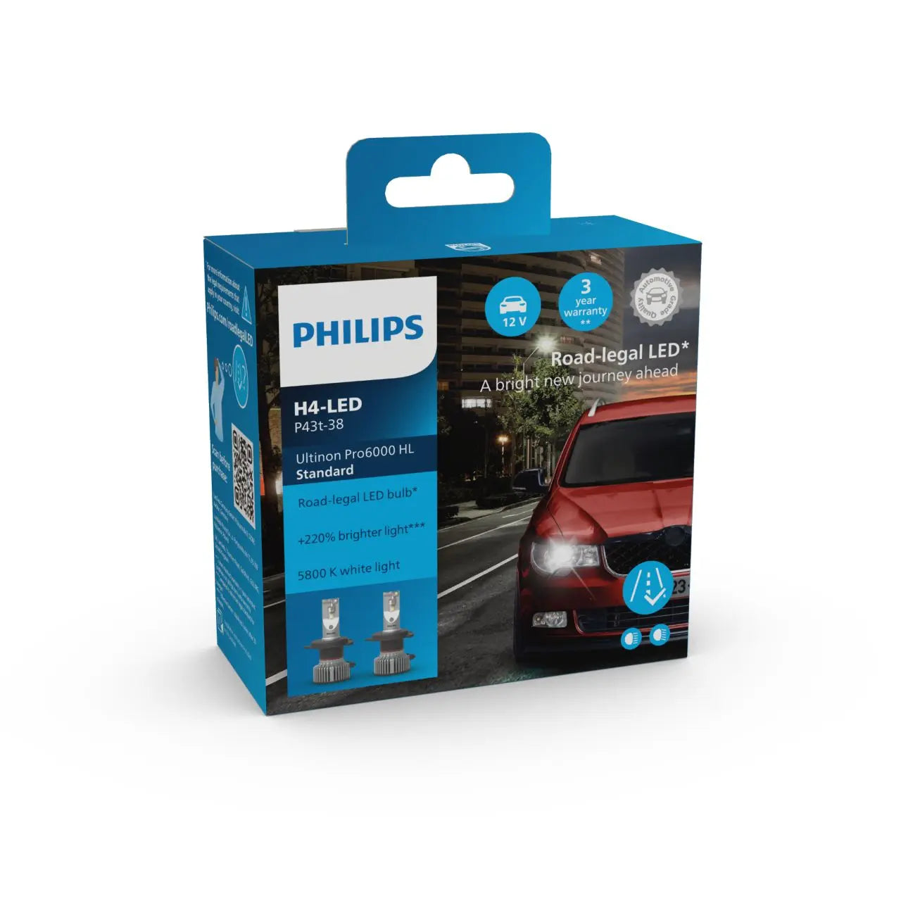 H4 12V 18W Ultinon Pro6000 Boost 5800K mit Straßenzulassung Standard 2St. Philip Philips