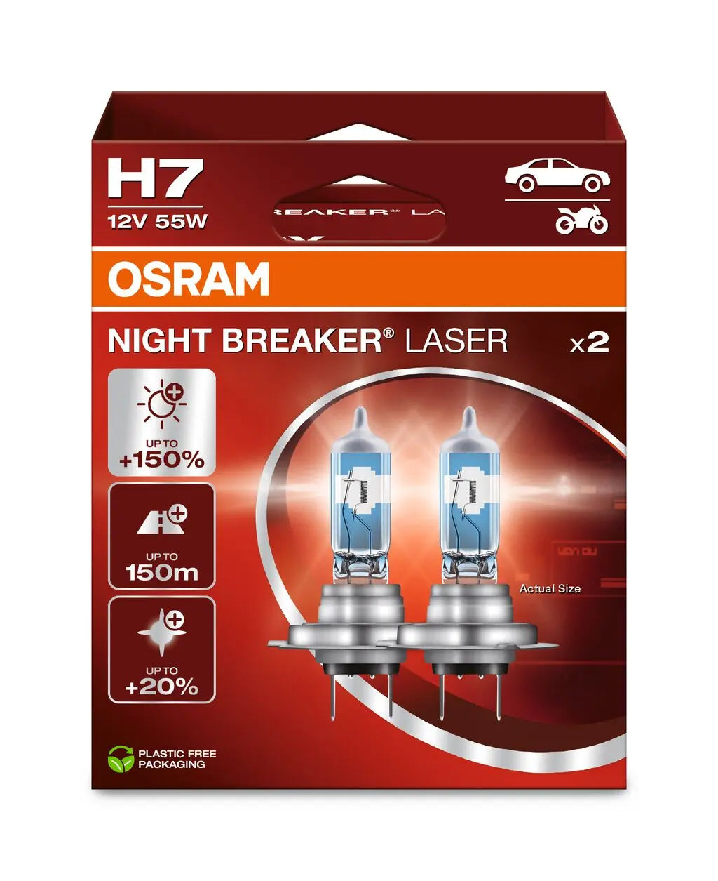 H7 12V 55W PX26d NIGHT BREAKER® LASER +150% mehr Helligkeit 2 St. OSRAM OSRAM