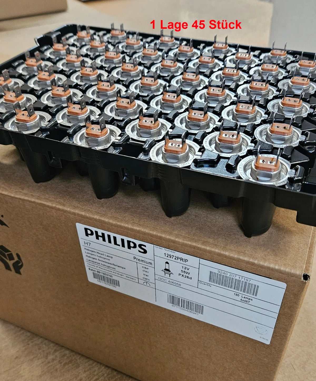 H7 12V 55W PX26d Vision +30% Industrieverpackung 45 Stück Philips