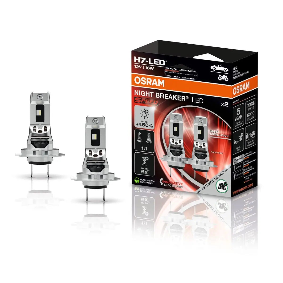 H7 NIGHT BREAKER LED SPEED 450 StVZO-Konforme LED-Nachrüstlampe 2St. OSRAM OSRAM