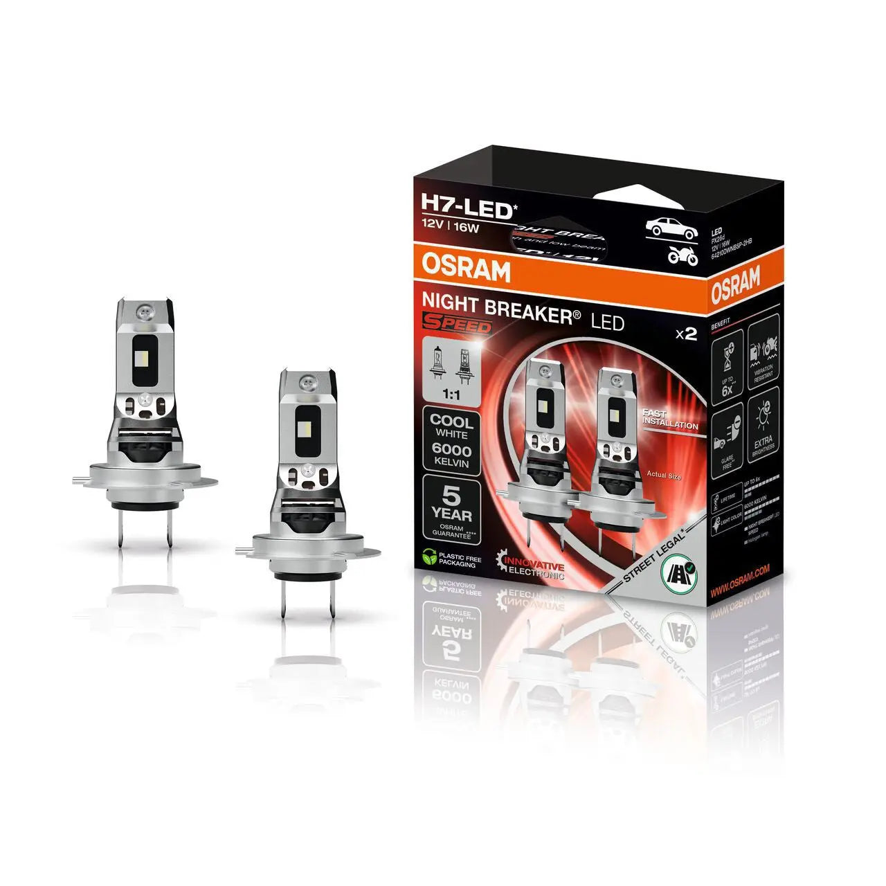 H7 NIGHT BREAKER LED SPEED StVZO-Konforme LED-Nachrüstlampe 2St. OSRAM OSRAM