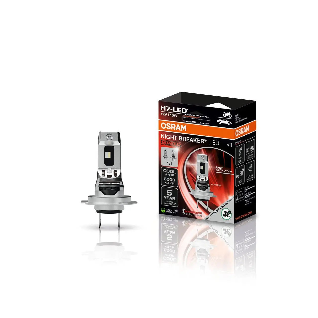 H7 NIGHT BREAKER LED SPEED StVZO-Konforme Motorrad LED-Nachrüstlampe  OSRAM OSRAM