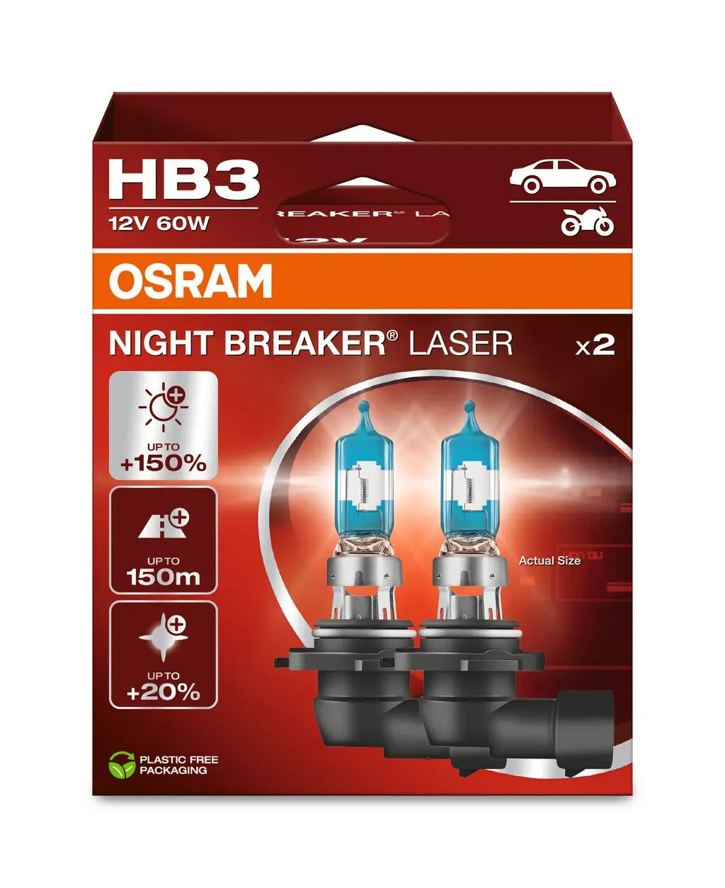 HB3 12V 60W P20d NIGHT BREAKER® LASER +150% mehr Helligkeit 2 St. OSRAM OSRAM